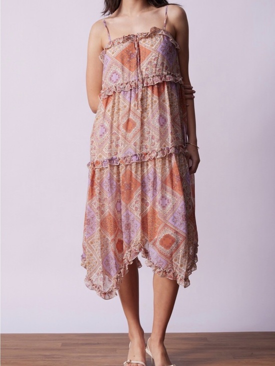 june & hudson Dresses & Skirts - June & Hudson Patchwork Asymmetrical Ruffle Boho Midi Dress Size M NWT